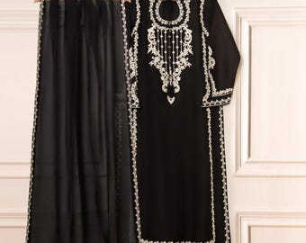 agha noor black and white dress Cotton Net Embroidered Pakistani Dress, 3-piece Women's Wide US Size:7.5W Your Summer Style Secret: size-1j An ideal look for