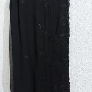 Pure Chiffon Sequins Embroidered Dupatta Pakistani Indian Bangladeshi Wear Black