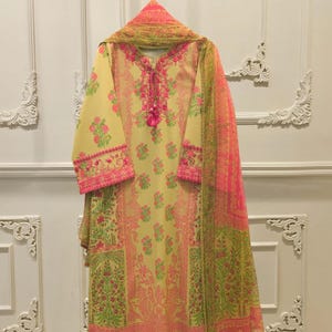 Agha Noor Original 2 Piece Lawn Embroidered Shirt & Dupatta Pakistani Indian Bangladeshi Designer Ready To Wear