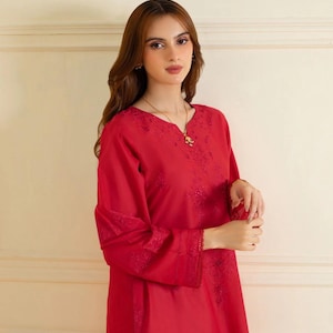 Agha Noor Original 2 Piece Cotton Embroidered Shirt & Pant Pakistani Indian Bangladeshi Designer Ready To Wear