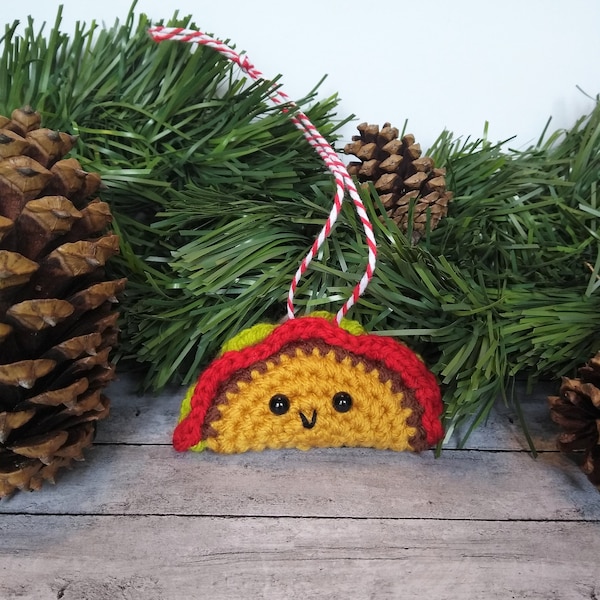 Taco ornament | Crochet taco plush | Christmas food ornament