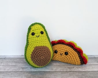 Crochet taco and avocado plush | Kawaii food | Play food set