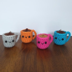 Coffee mug keychain | Crochet kawaii mug plush | Tea cup keychain