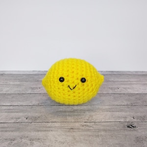 Crochet lemon plush stress ball | Kawaii lemon | Tiered tray lemon decor | Fruit plush | Play food