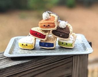 Pie ornament, Plush crochet pie slice, Christmas ornament, Holiday decor