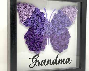 Personalized Butterfly Floral Shadow Box | Personalized Gift | Butterfly decor | Nursery Decor | Newborn Gift | Wall Decor