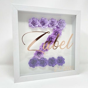 Personalized Graduation Gift | Initial & Name Personalized Flower Frame | Paper Flower Shadow Box | Kid Room Decor | Nursery Decor