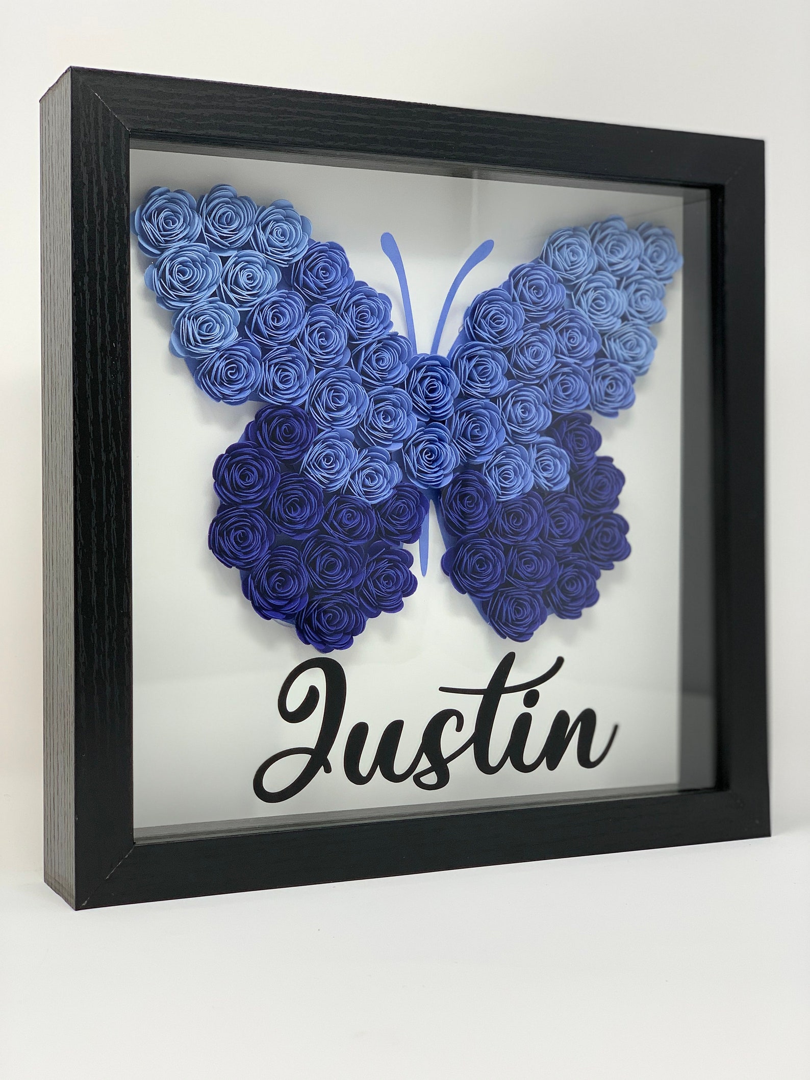 Personalized Butterfly Floral Shadow Box Paper Flower Decor Etsy