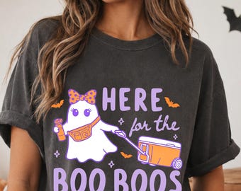 Koszulka z duchem Halloween dla trenera sportowego | Oto koszulka Boo Boos