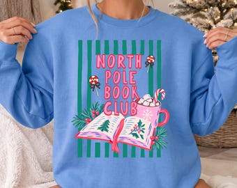 North Pole Book Club Christmas Shirt Bookish Christmas Sweatshirt Book Lover Tote