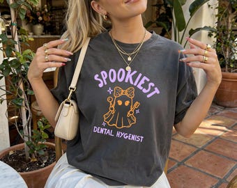 Koszulka dentystyczna na Halloween, Koszulka dentystyczna na Halloween, Koszulka higienistki Comfort Colors 1717