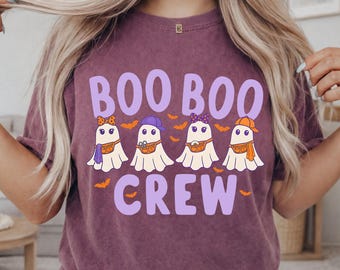 Koszulka Athletic Trainer Halloween Ghost Crew | Koszulka zespołu Sports Medicine (bawełna barwiona na odzieży)
