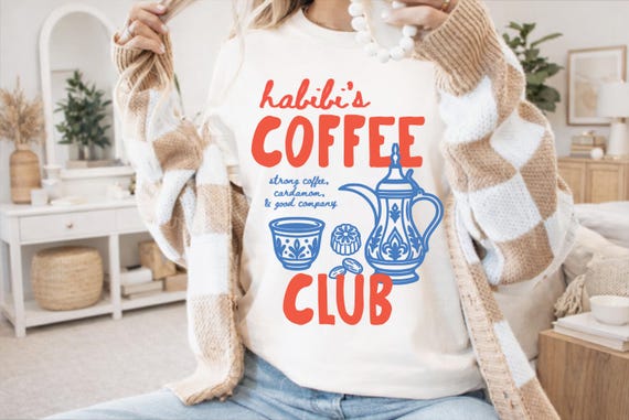 Habibi's Coffee Club Shirt Arabic Coffee Shirt Middle Eastern Coffee Shirt Arabic Funny Habibi Tee Arab Gift Coffee Lover Gift Cardamom Tee