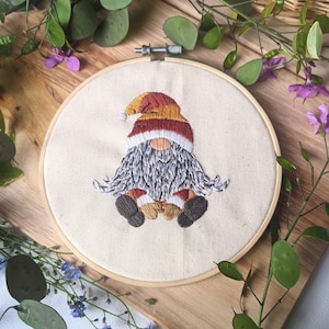 Gnome Scandinavia Gonk PDF Pattern Hand Embroidery || Digital Pattern Download Art with Stitch Guide Instructions || 6 inch Sewing Hoop Kit