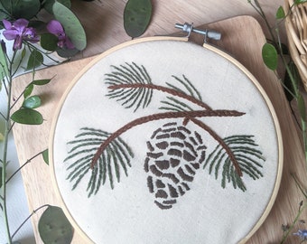 Pinecone Hand Embroidery Pattern | Winter Decoration Art (PDF Download)