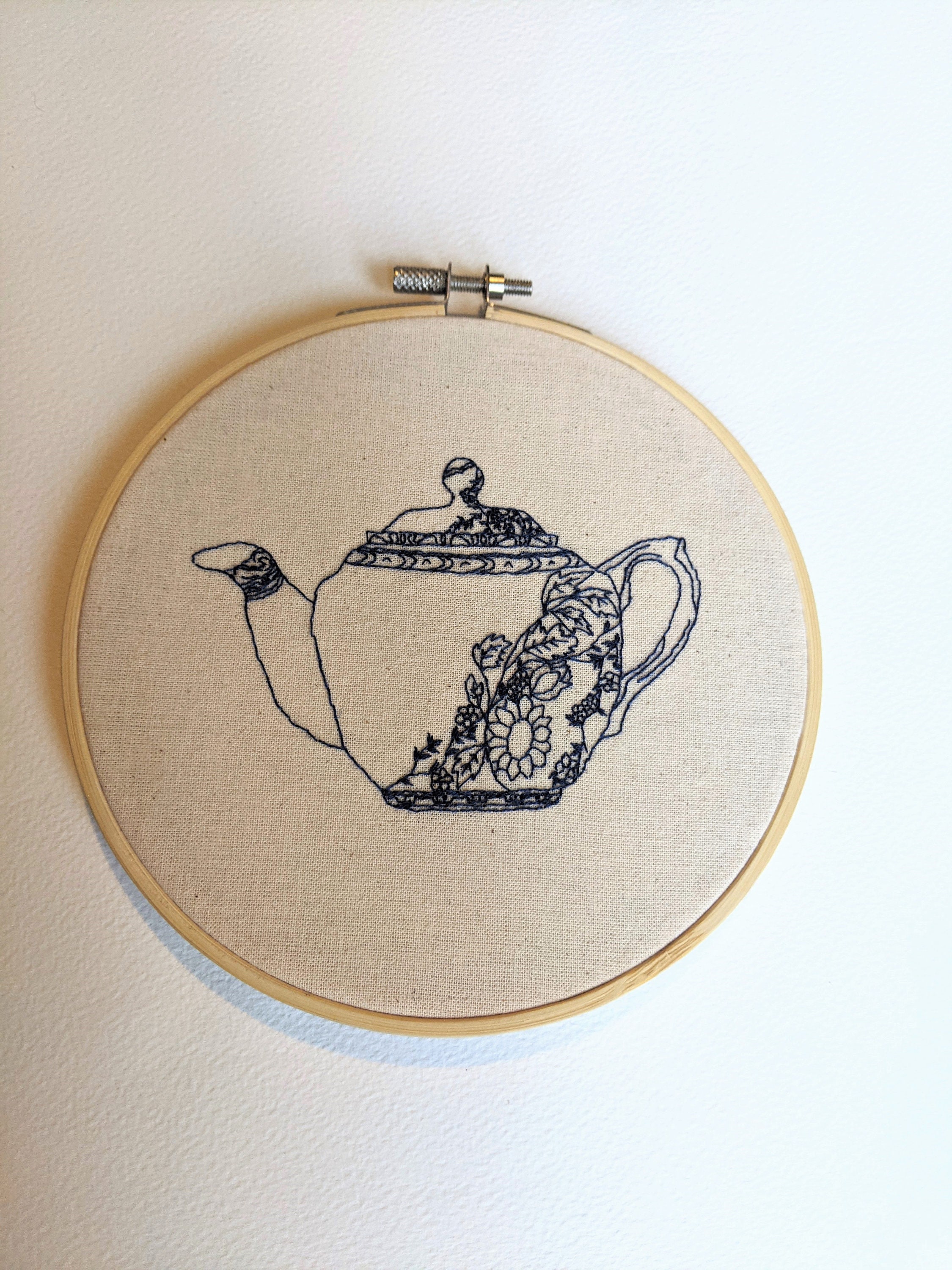 Teapot PDF Pattern Hand Embroidery 6 inch or 7.5 inch Hoop | Etsy