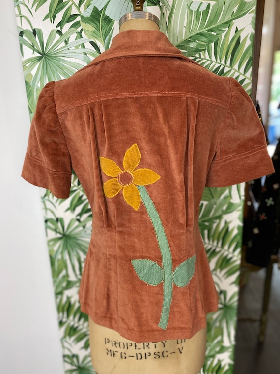 1970's Handmade Corduroy with Flower Detail - image 4