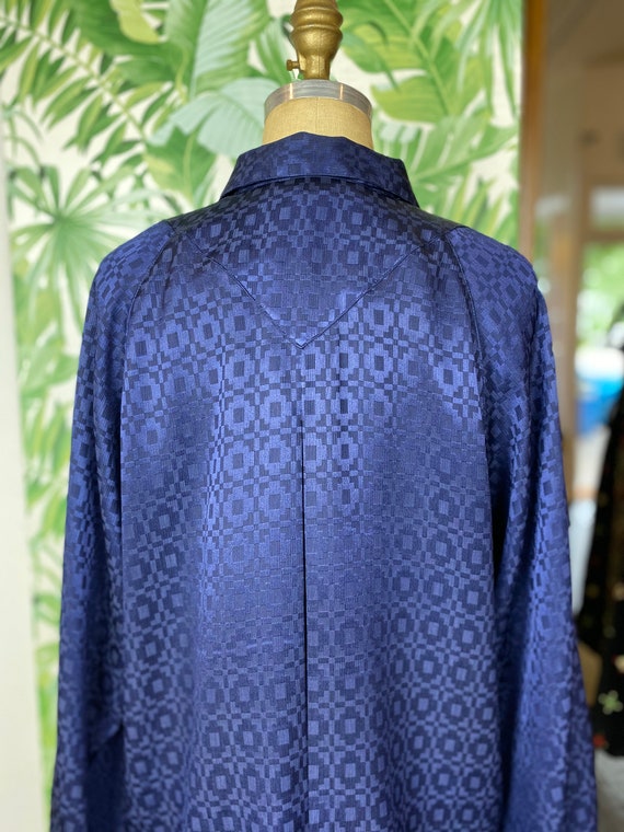 Navy Geometric Secretary Blouse - image 4