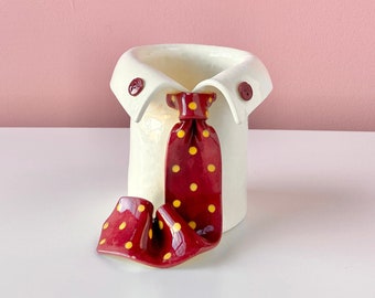 Ceramic Shirt & Tie Vase/Vessel