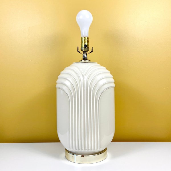 Art Deco Glass Lamp with Golden Base