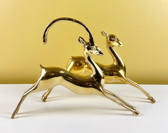 Pair of Brass Deer Figurines