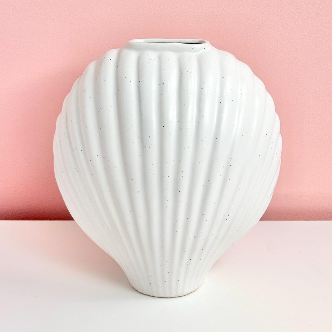 Shell Shape Vase Large Shell Shaped Vase With Blue Specks - Etsy