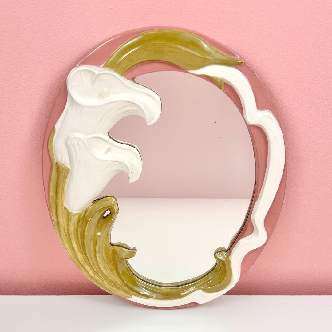 Oval Calla Lily Framed Mirror - Etsy