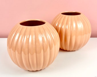 Haeger Ribbed Ball Vase (2 Available, Sold Separately)