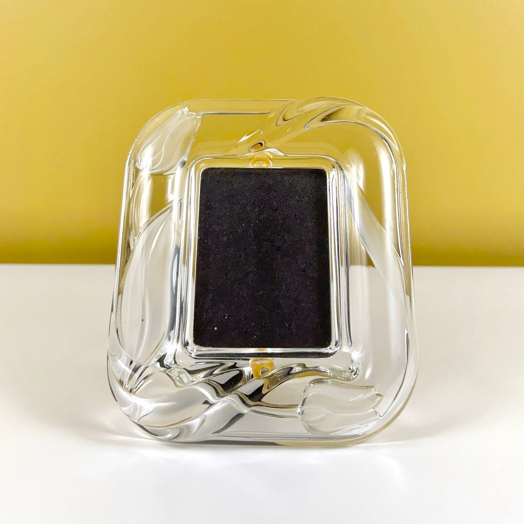 Etched Glass Frame With Flower Design Etsy