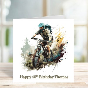 Personalised Mountain Biker Birthday Card for Son, Grandson, Brother, Nephew, Godson, Mountain Bike Card, Bike Card