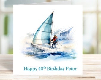 Personalised Sailing Card, Personalised Winter Sailing Birthday Card, Sailboat Card