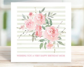 Personalised Floral Birthday Card, Mother's Day Card, Sympathy card, Get well soon card, Floral card, thank you card