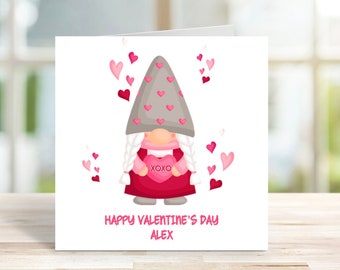 Personalised Gnome Valentin'es Card, Card for Husband Card, Card for Boylfriend card, Valentine's Card, Gnome Card, card for Husband