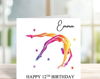 Personalised Gymnastics Birthday Card, Gymnast Card, Card for gymnast, gymnastics card for daughter, friend, granddaughter, niece
