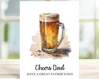 Personalised Beer Father's Day Card, Father's Day Card, Pint of Beer Fathers Day Card for Dad, Grandad, Daddy, Cheers Card