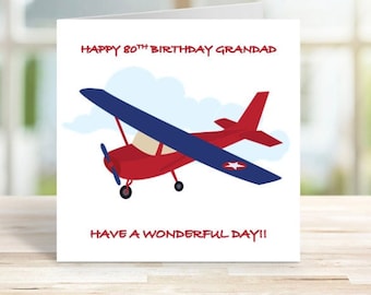 Personalised Aeroplane Birthday Card, Aeroplane Retirement Card, Light Aircraft Card, Aeroplane Card, Red Plane Card