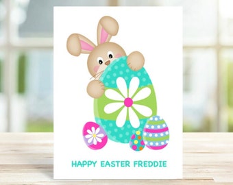 Personalised Easter Card, Cute Bunny Easter Card, Easter Bunny Card, Easter Card