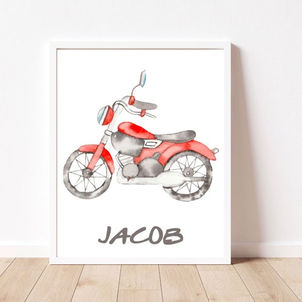 Personalised Motorbike  Print, Motorbike poster, personalised bedroom print