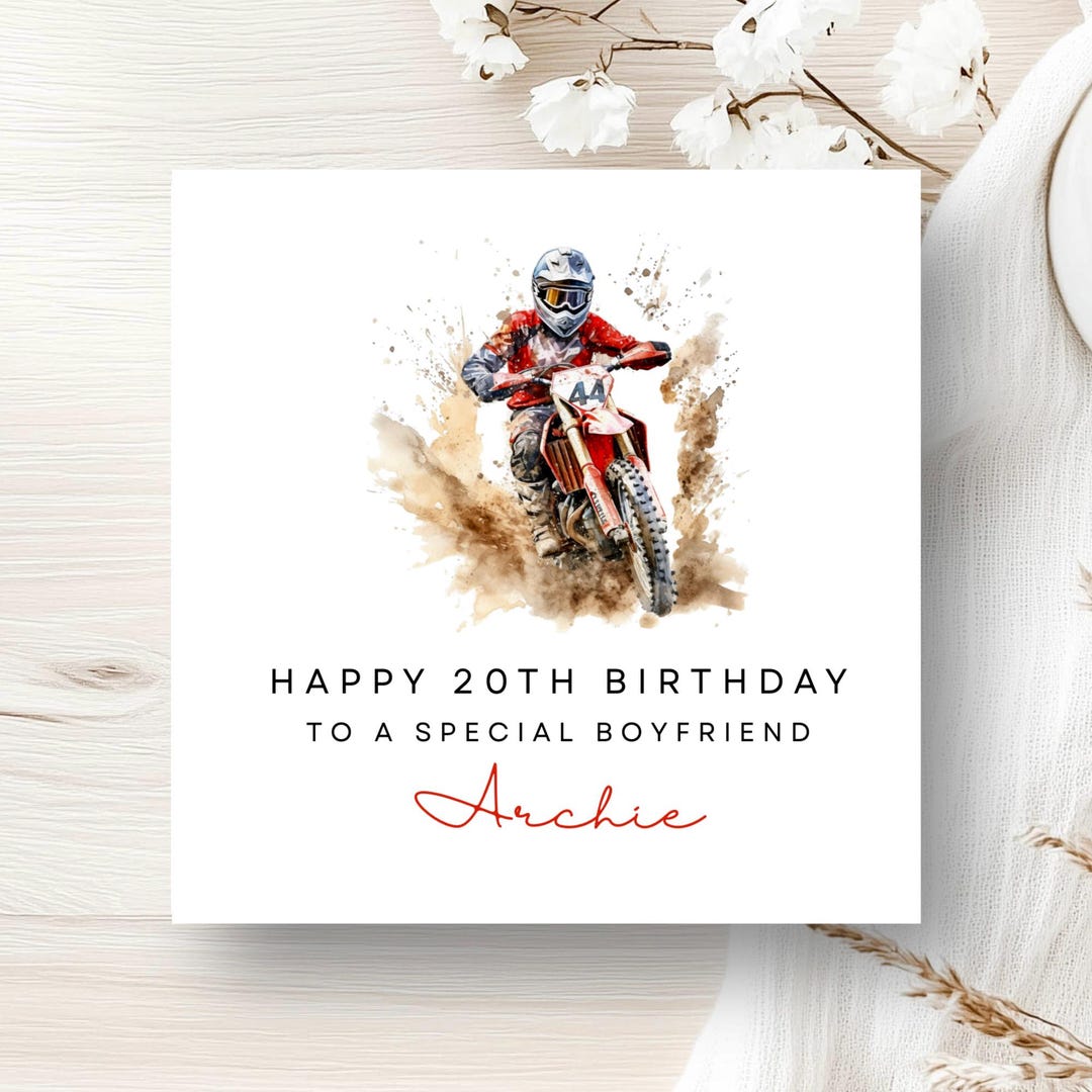Birthday My Rider Personalised Motocross Birthday Card, Dirt Bike Rider, Son, Grandson ...