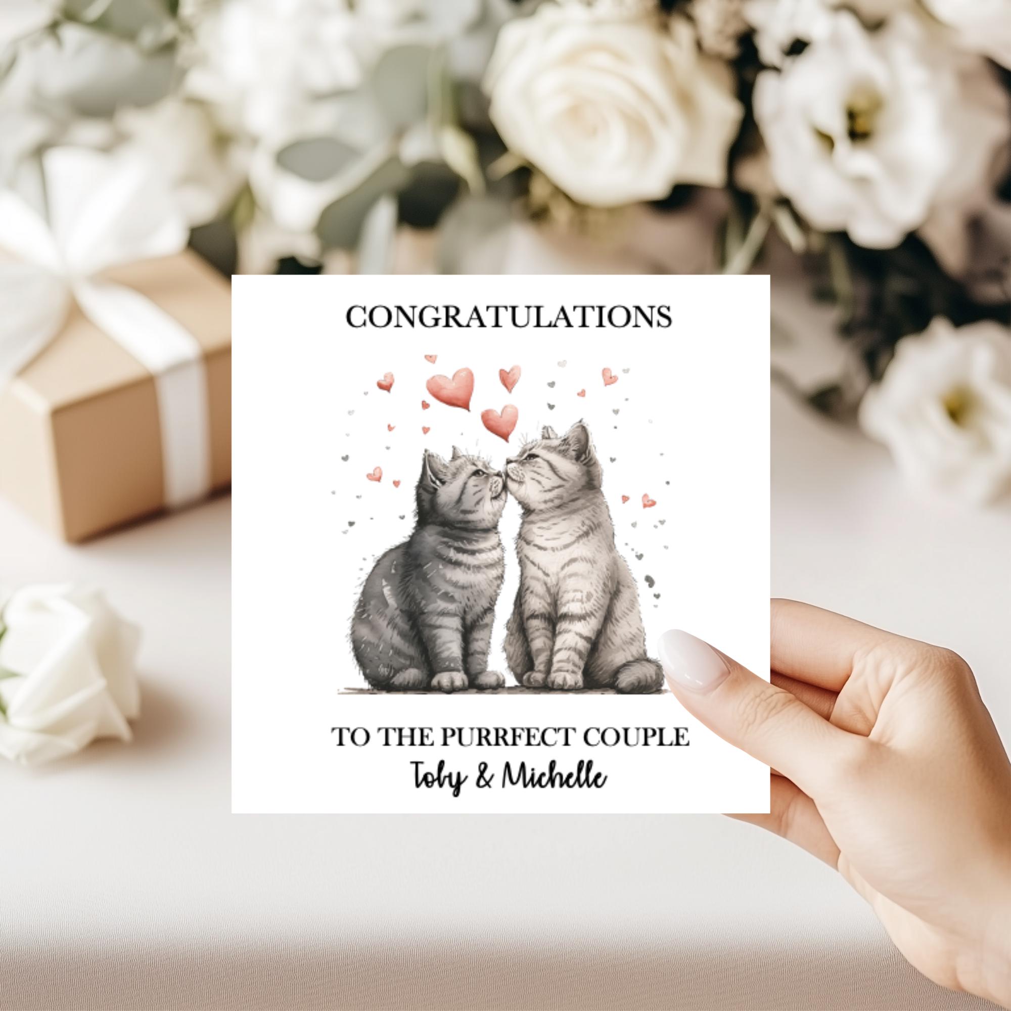 Personalised Cat themed Wedding Card, Cats in love Card, Engagement Card, Anniversary Card