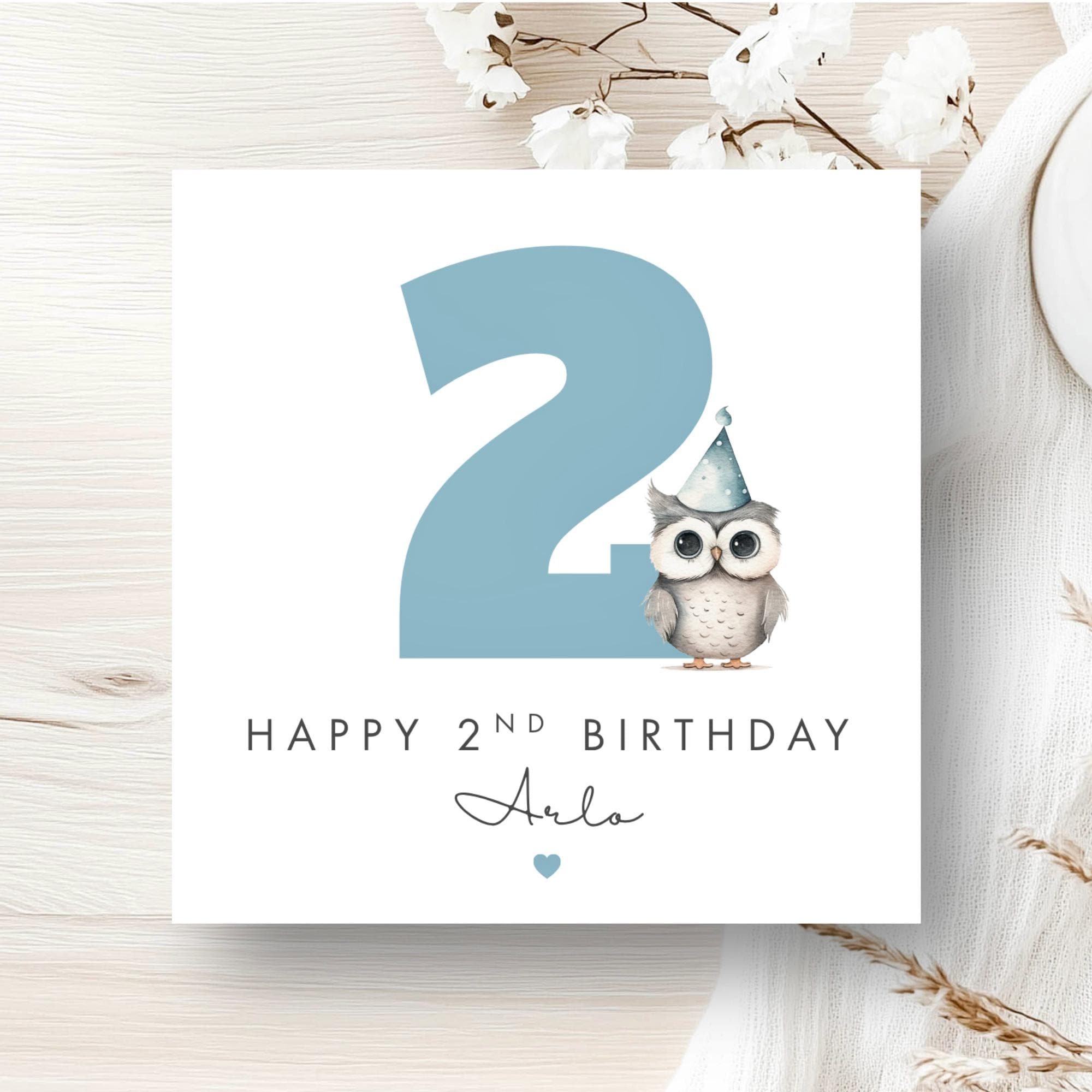 Personalised Owl Birthday Card, Custom Age Card