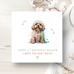 Personalised Birthday Card, Cockapoo/Cavapoo Birthday Card, Dog Birthday Card, Cute dog birthday card