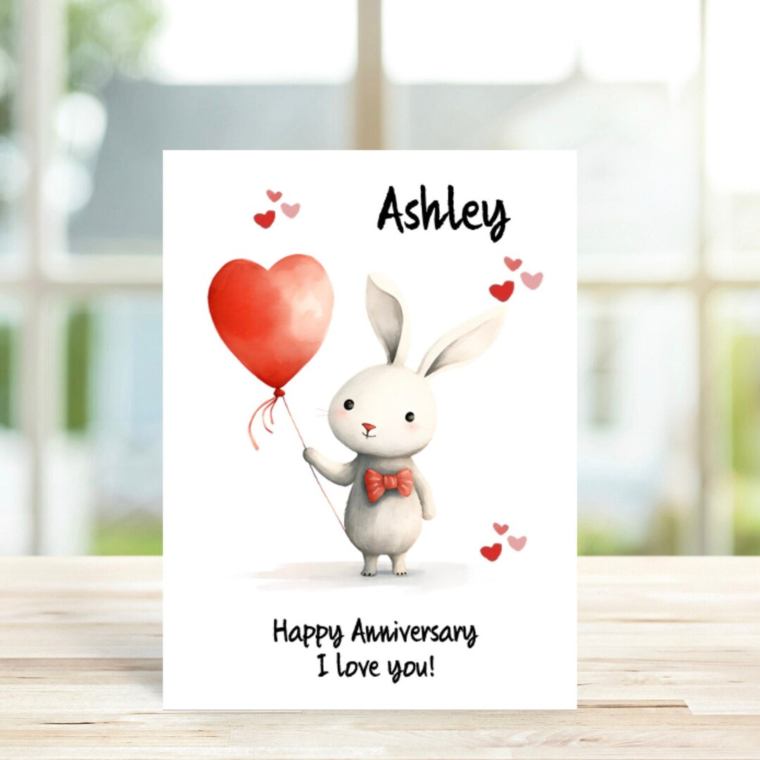Personalised Bunny Anniversary Card, Anniversary Card for Husband ,wife ...