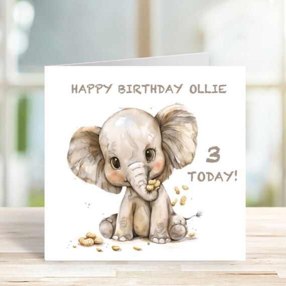 Elephant 3 Today Birthday | Greeting Card Elephant 3 Today Birthday | Greeting Card
