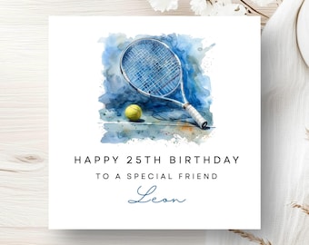 Personalised Tennis Racket Birthday Card