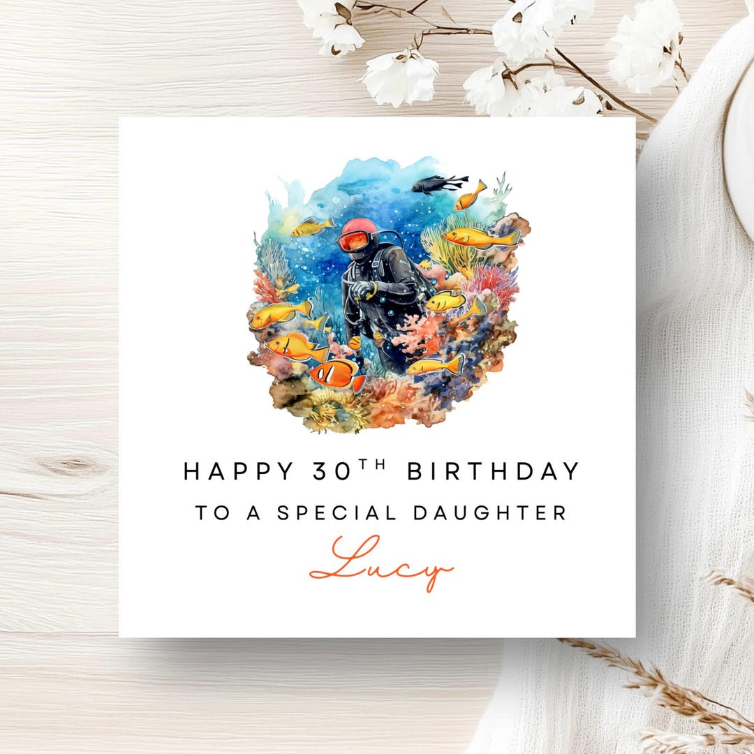 Personalised Scuba Diving Birthday Card, Personalised Birthday Card ...