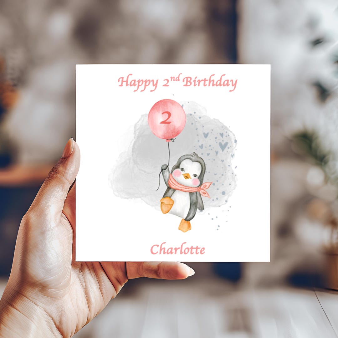 Personalised Penguin Birthday Card, Children's New Baby Card - Etsy