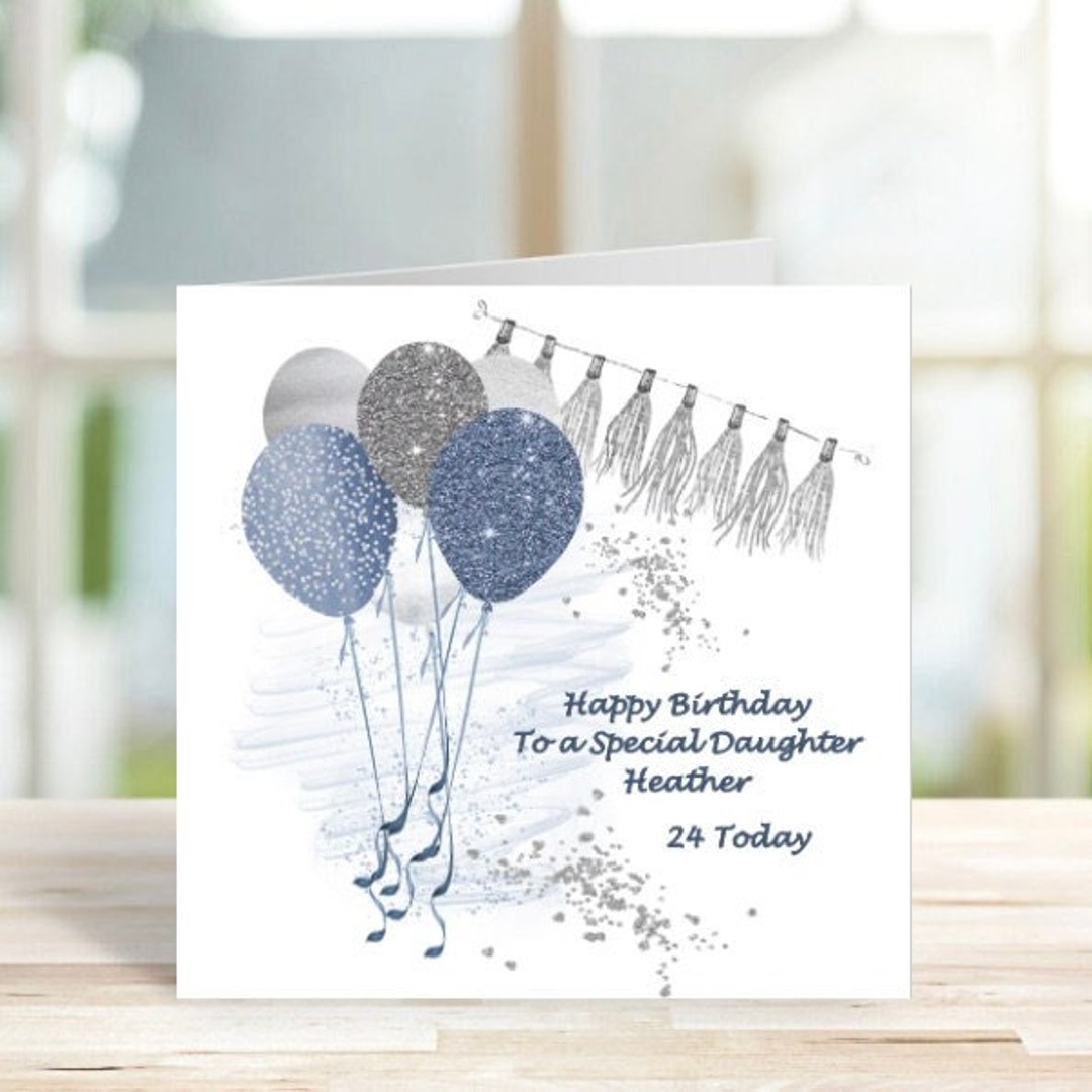 Personalised Blue Balloons Card, Personalised Birthday Card, Balloons ...