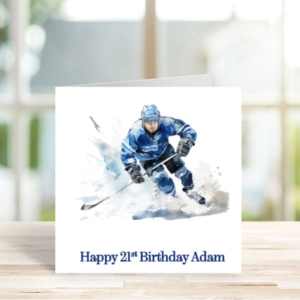 Personalised Ice Hockey Player Card, Personalised Ice Hockey Birthday Card,  Card for son, grandson, brother, husband