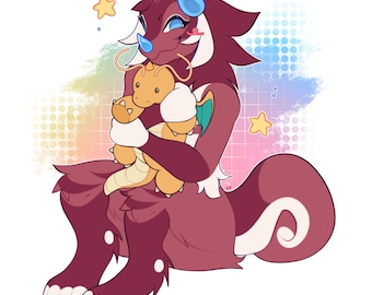 Encargo de arte digital personalizado de cuerpo completo plano y sencillo / Furry / Arte digital personalizado
